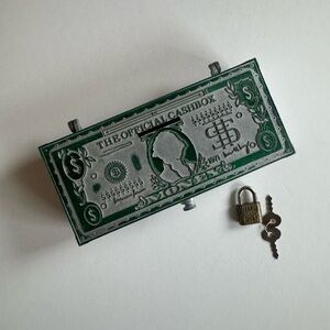 Vintage Green Cashbox with Lock and Key